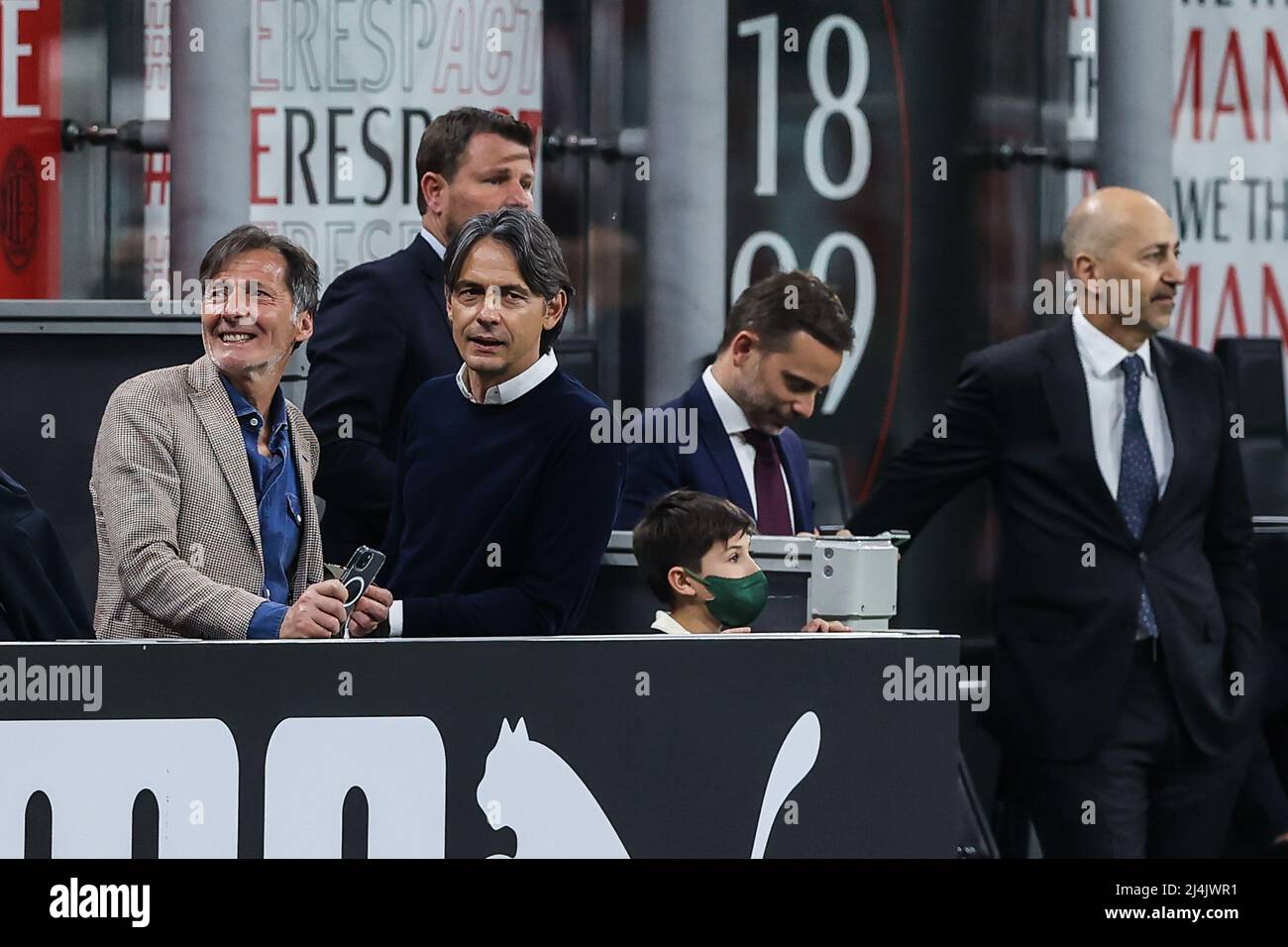 Filippo Inzaghi during the Serie A 2021/22 football match between AC Milan and Genoa CFC at Giuseppe Meazza Stadium, Milan, Italy on April 15, 2022 Stock Photo