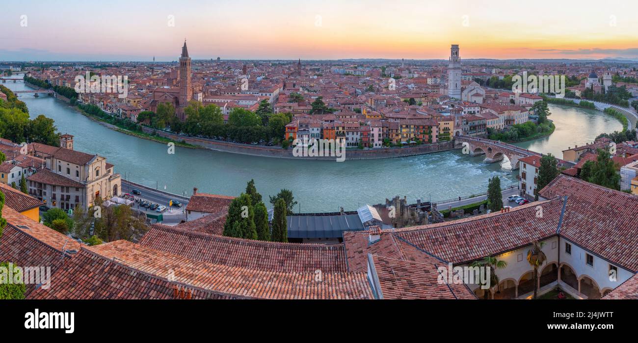 Sunset panorama view of Italian town Verona Stock Photo - Alamy