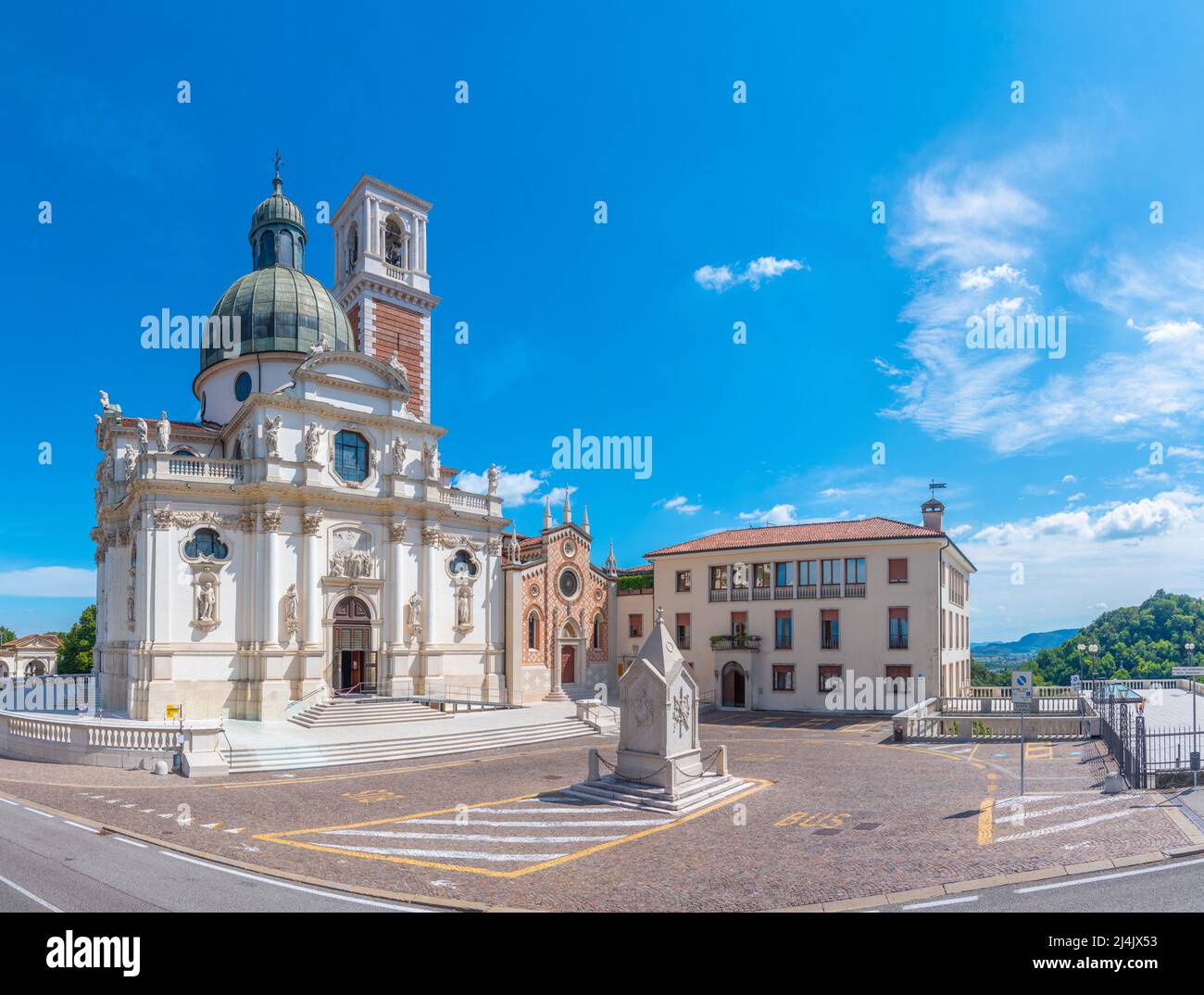 View of the Sanctuary of Madonna di Monte Berico in Italian town ...