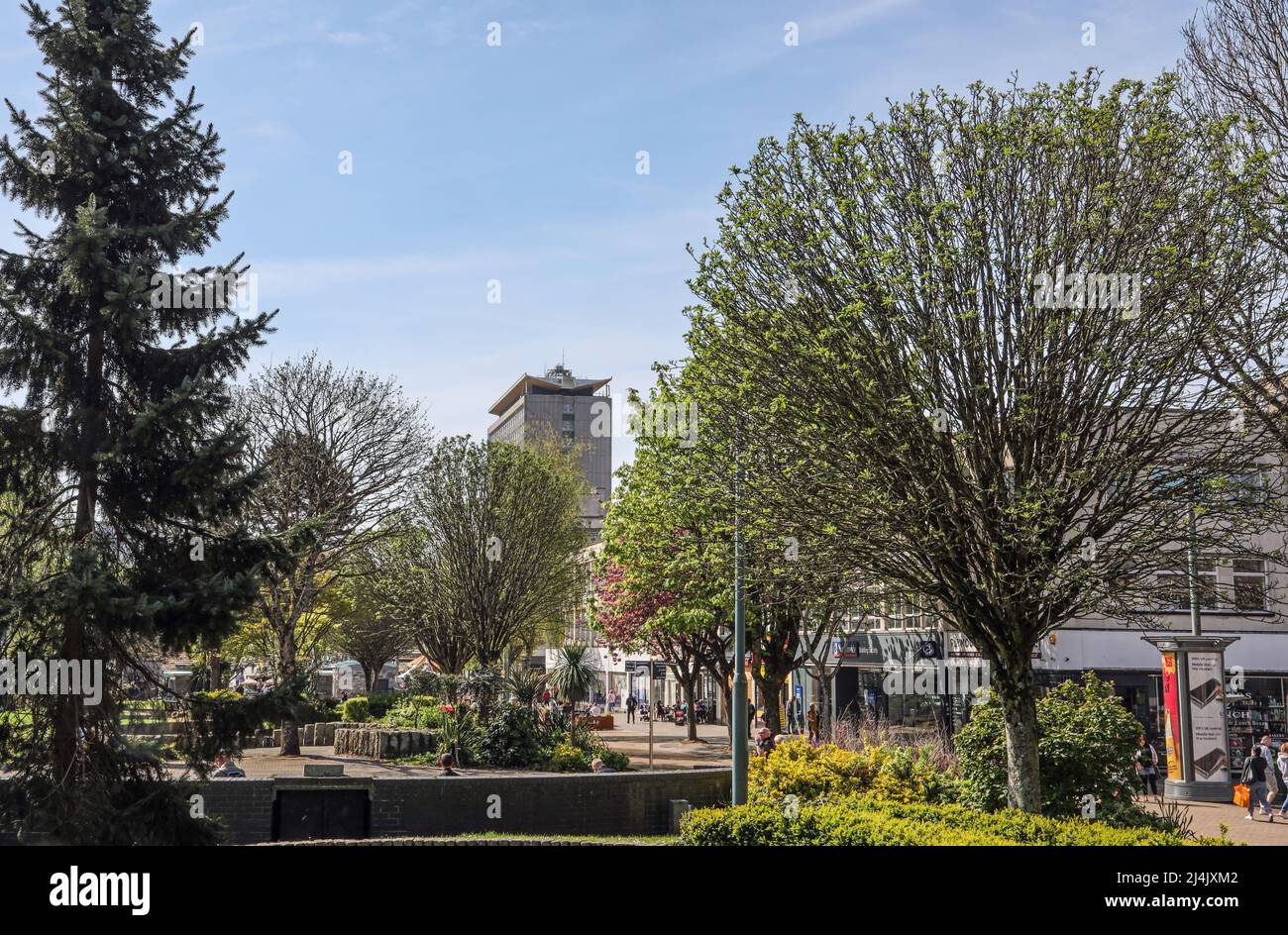 Plymouth’s Armada Way cutting through the main pedestrianised shopping