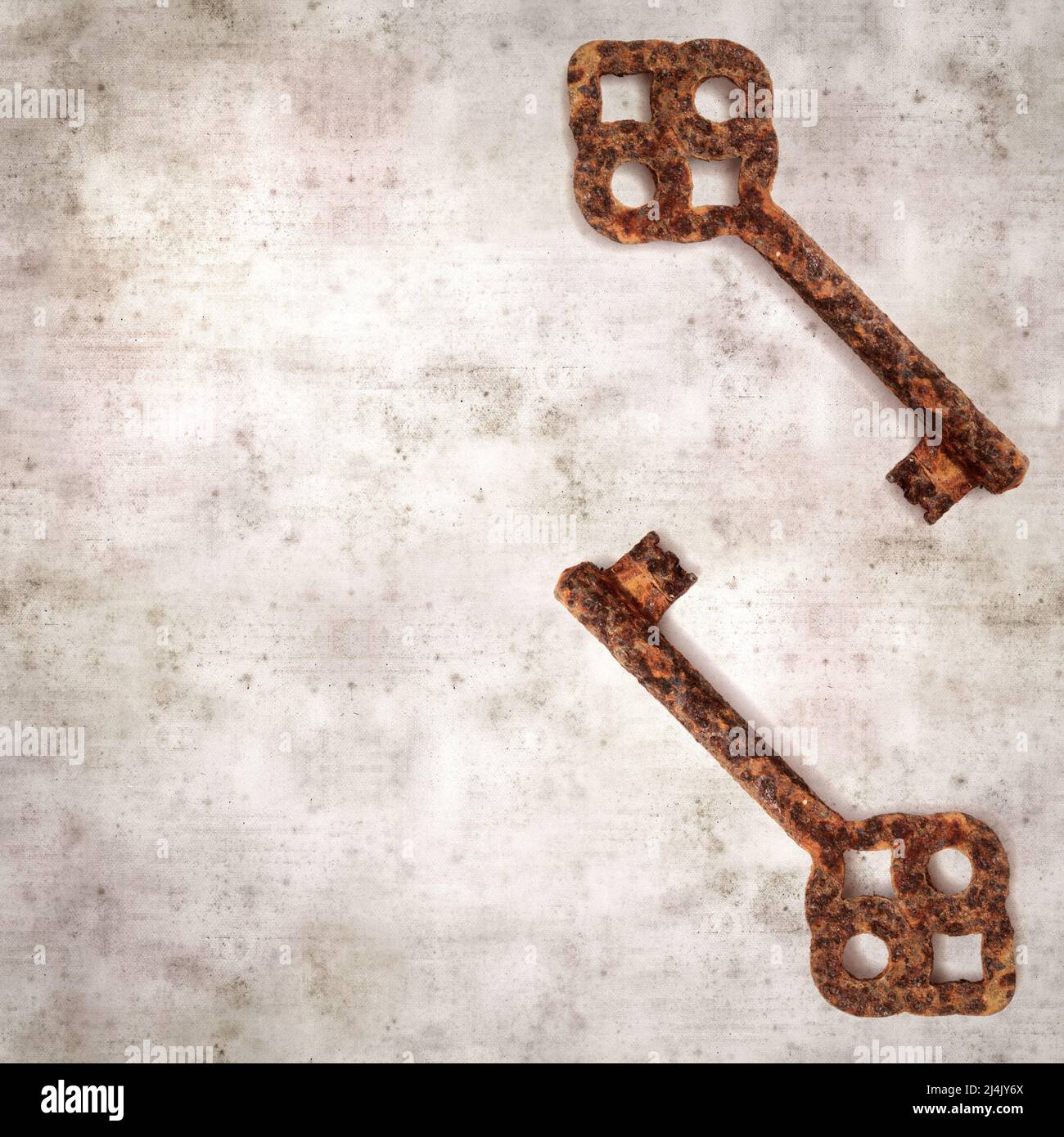 stylish textured old paper background with old rusty key Stock Photo ...