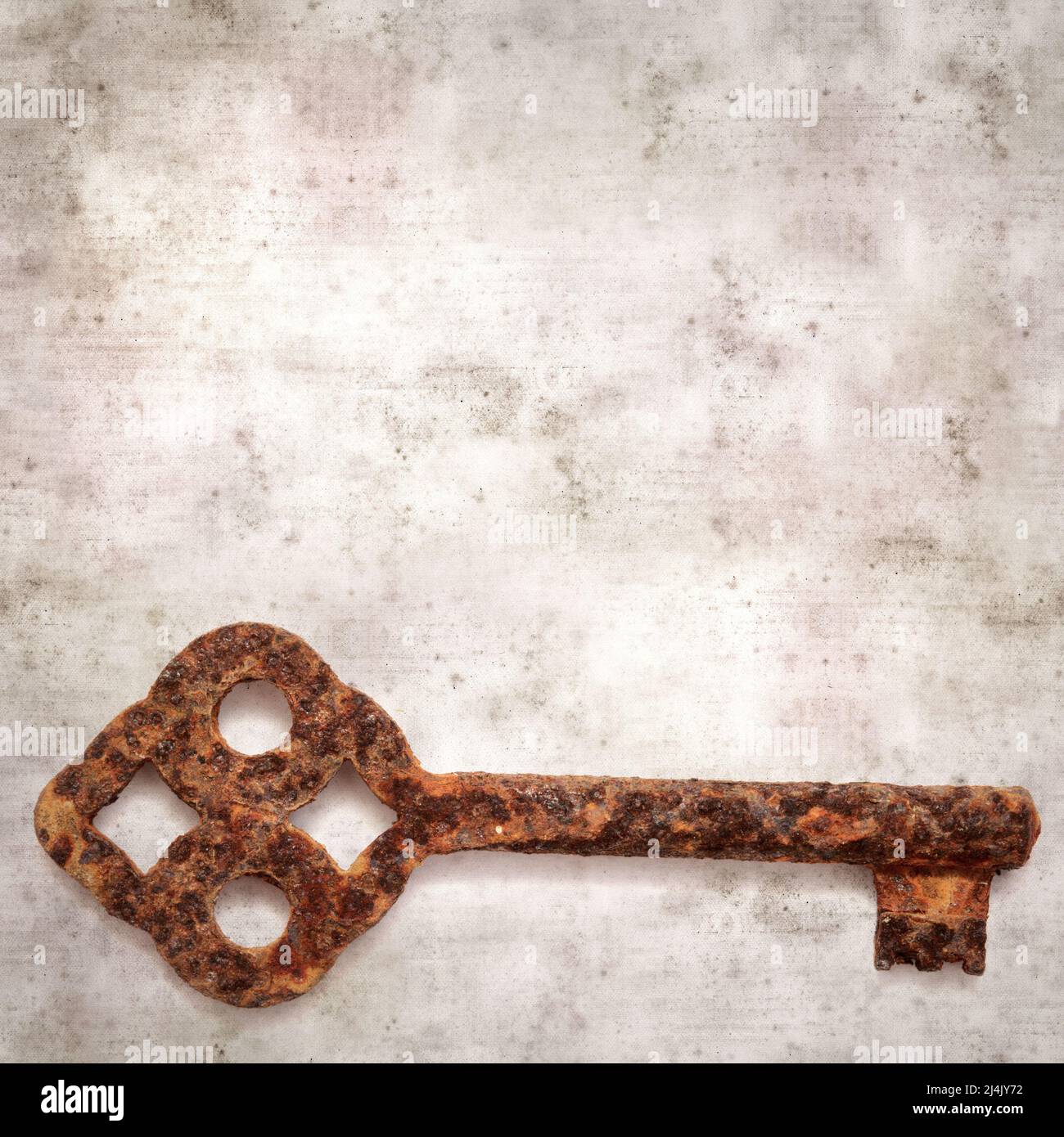 stylish textured old paper background with old rusty key Stock Photo ...