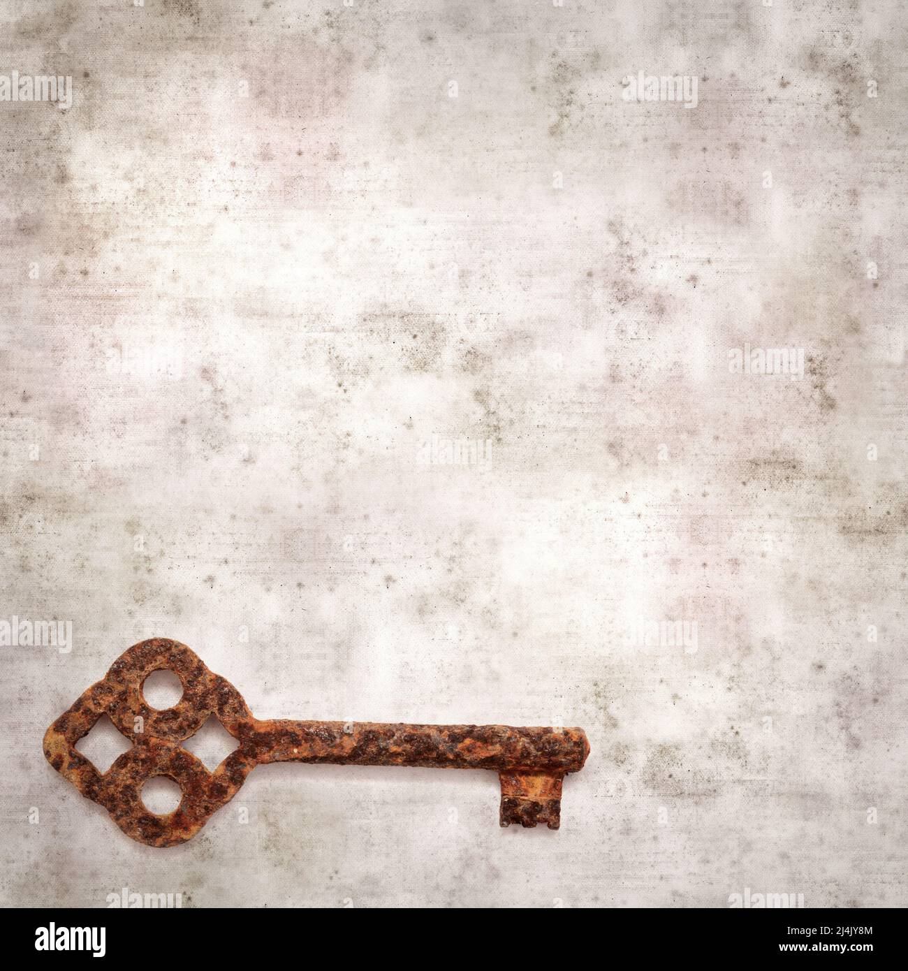 stylish textured old paper background with old rusty key Stock Photo ...