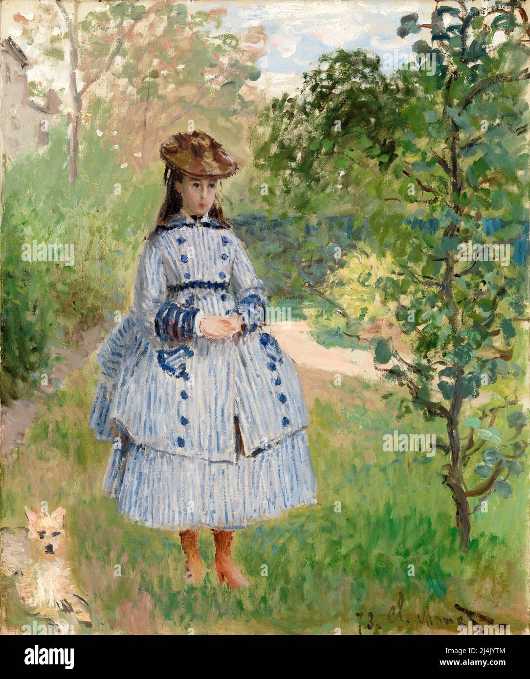 Claude Monet - Girl with Dog, 1873. Stock Photo