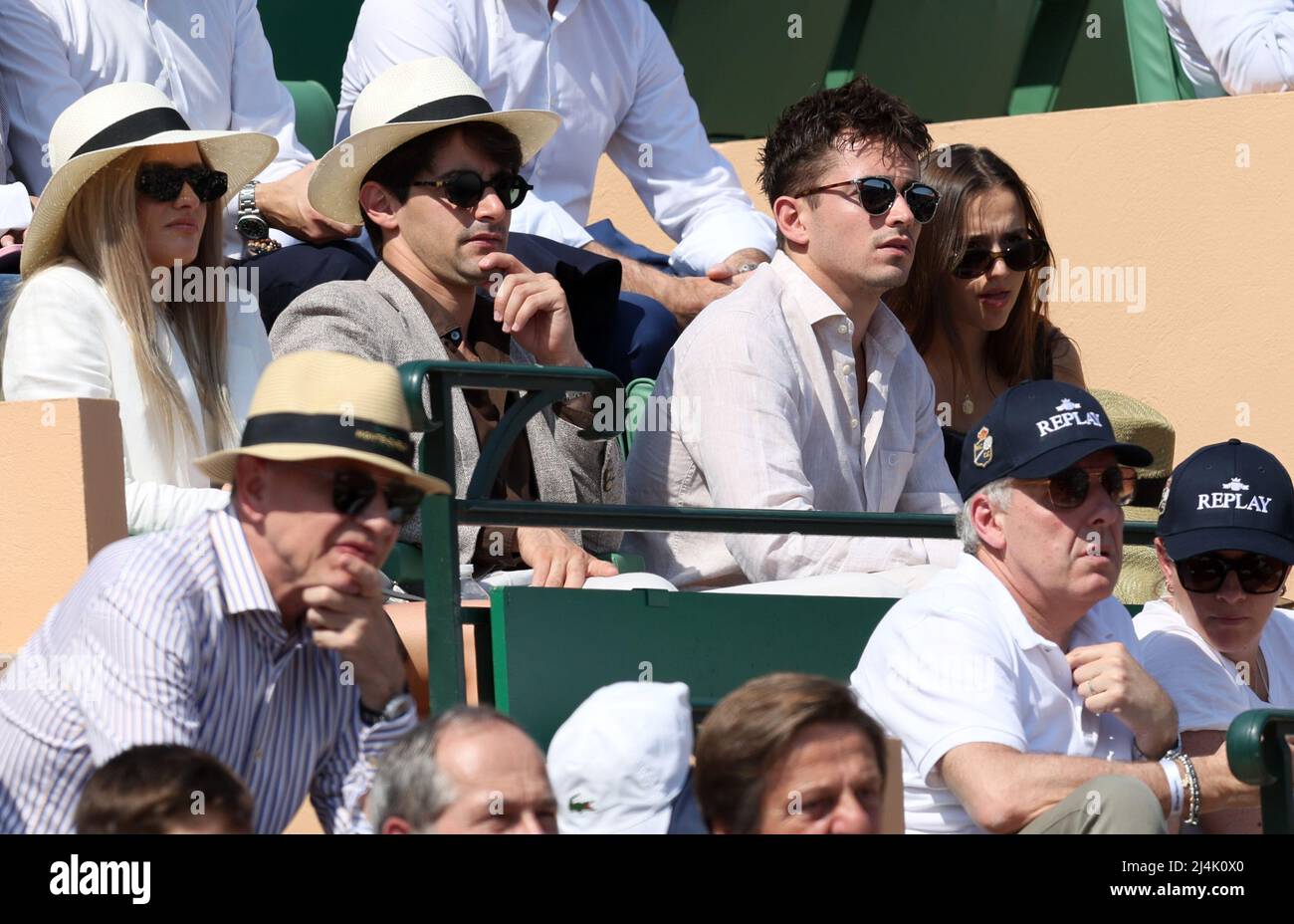 Tennis - ATP Masters 1000 - Monte Carlo Masters - Monte-Carlo Country Club,  Roquebrune-Cap-Martin, France - April 16, 2022 Formula One driver Charles  Leclerc and his partner are seen in the stand