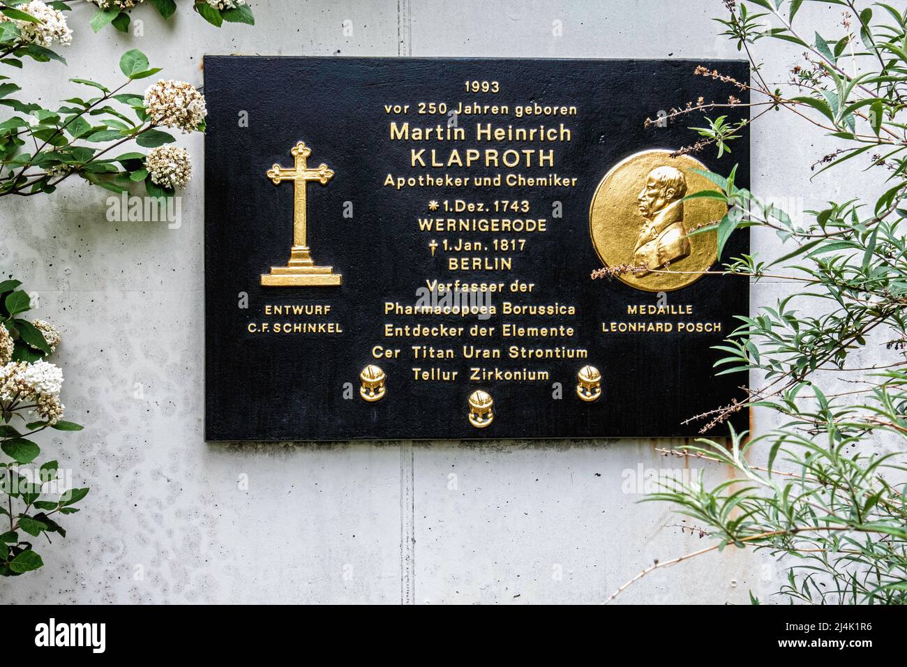 Dorotheenstadt Protestant cemetery & burial ground. Chausseestraße 126,Mitte,Berlin,Germany.Martin Heinrich Klaproth Memorial Stone Stock Photo