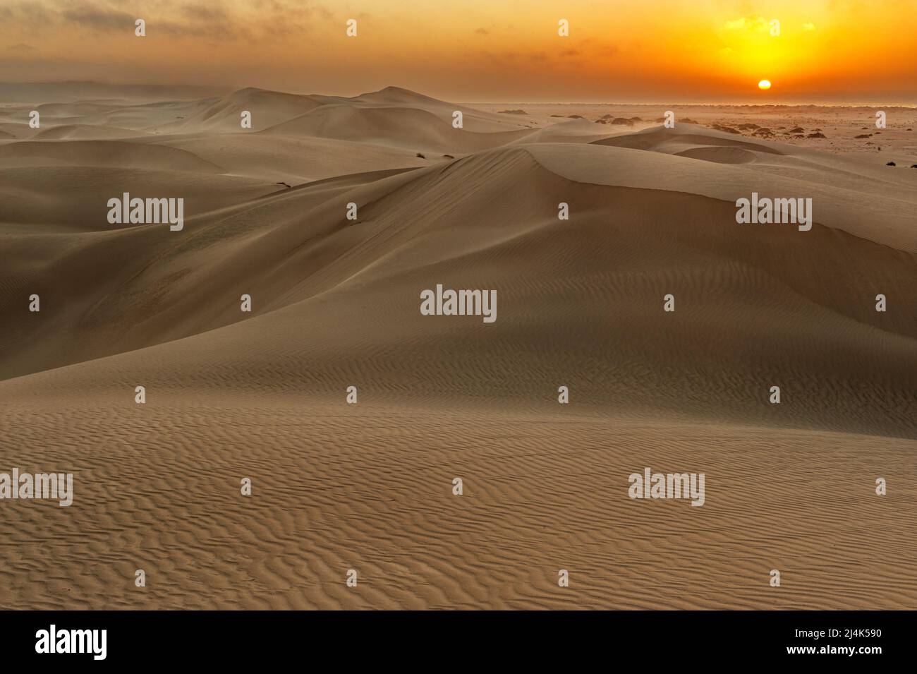 Colourful sunrise in the amazing sand dunes of Eucla. Stock Photo