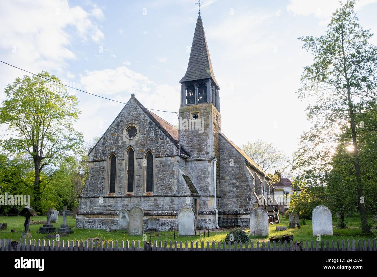 The Anglican church and chuchyard of St. Giles in the small Essex village of Langford not far from Maldon. Stock Photo