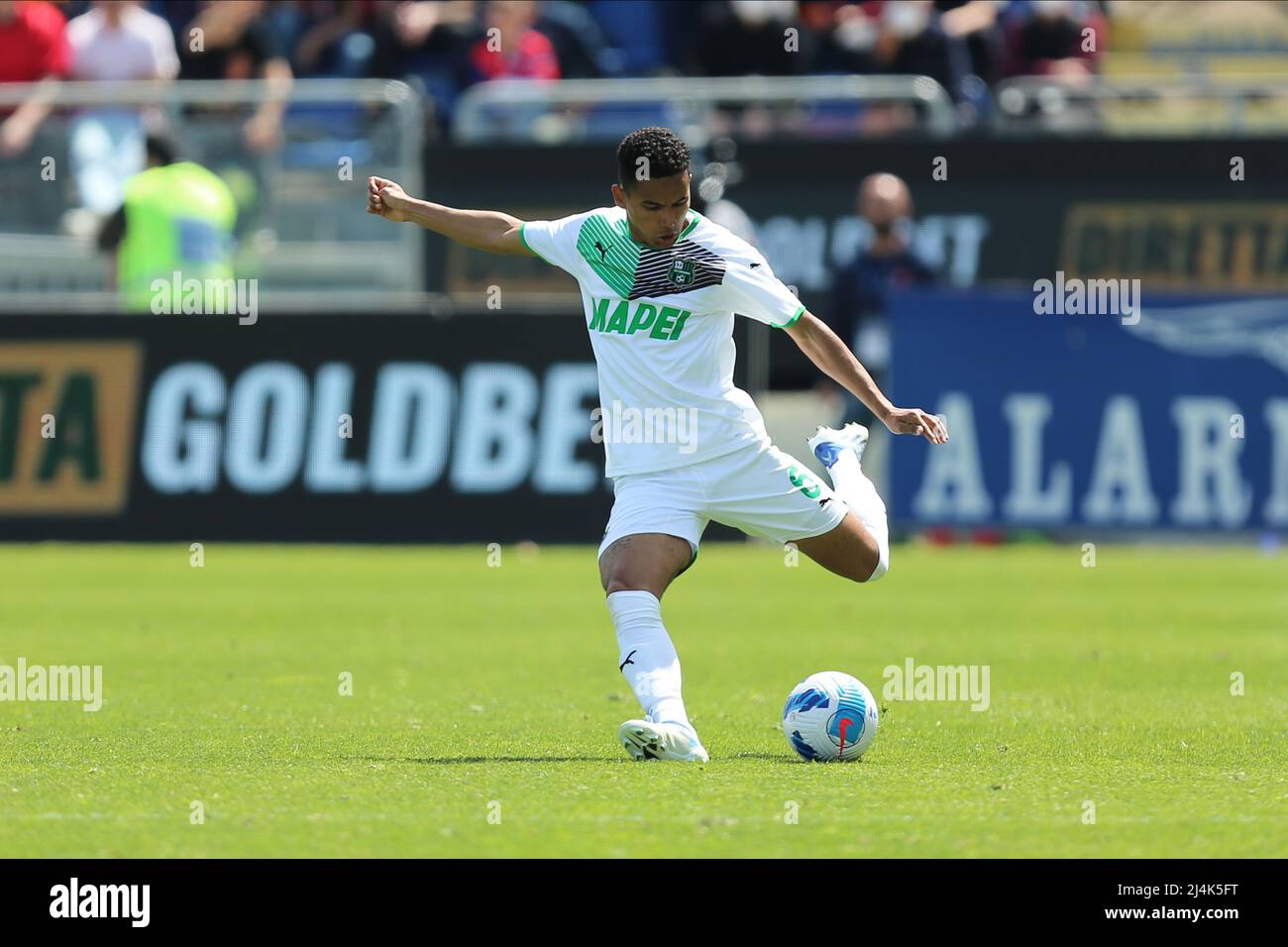 Rogerio of US SASSUOLO in action during the Serie A match between Cagliari Calcio and US Sassuolo at Sardegna Arena on April 16, 2022 in Cagliari, Italy. Stock Photo