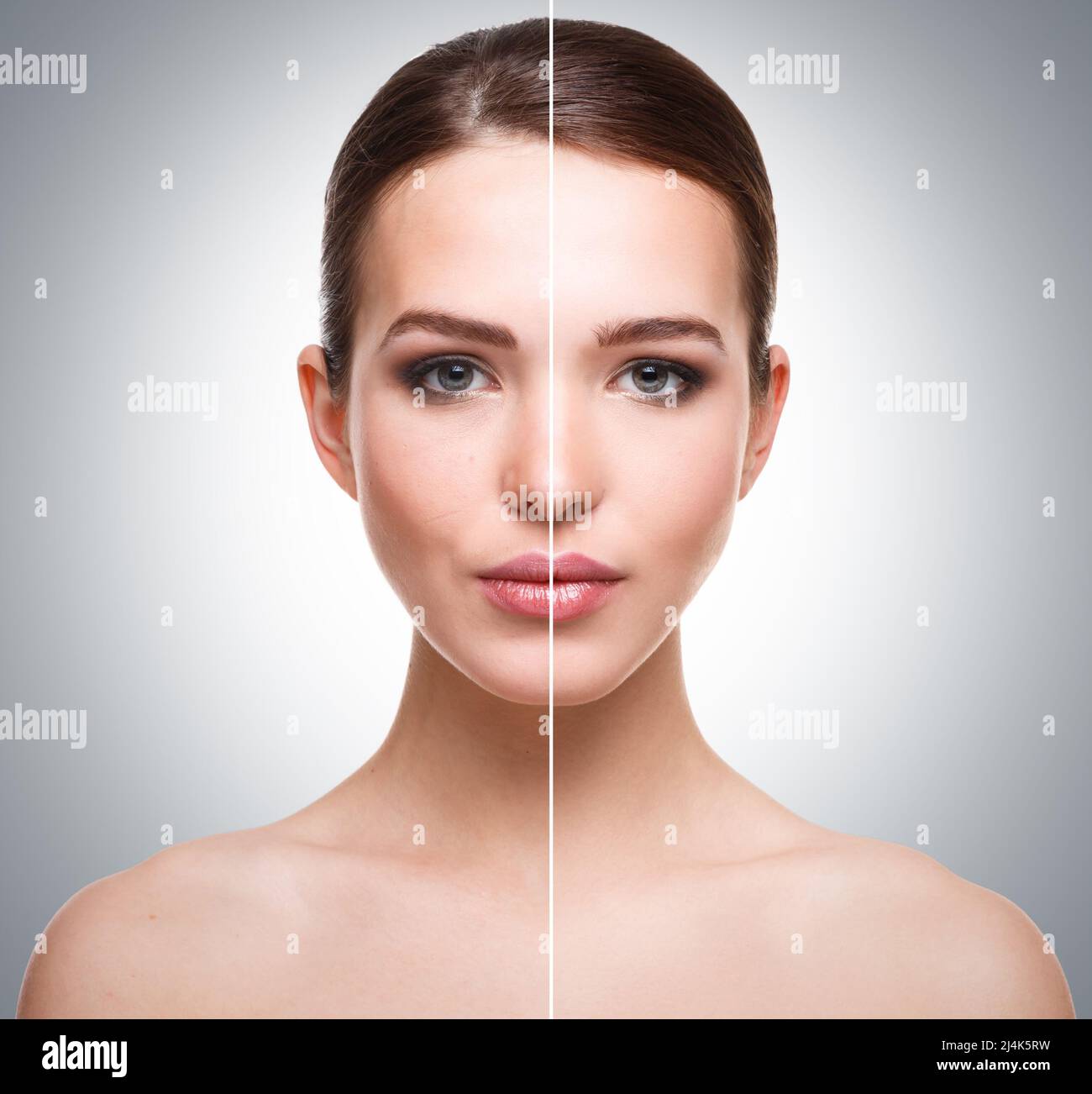 Face comparison before and after retouch Stock Photo Alamy
