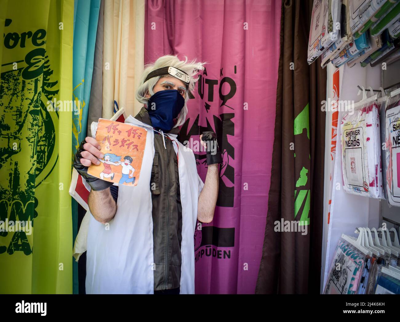 Athens, Greece, 16 April 2022. A visitor attends to the comic book fair