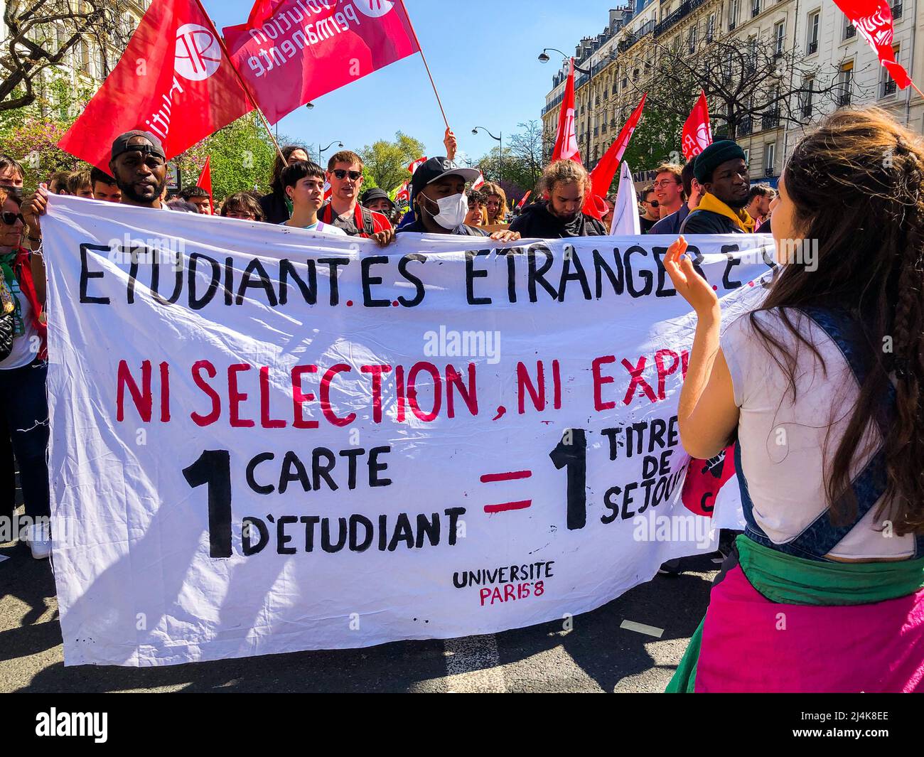 Paris, France, Large Crowd People Students Demonstrating at Anti ...