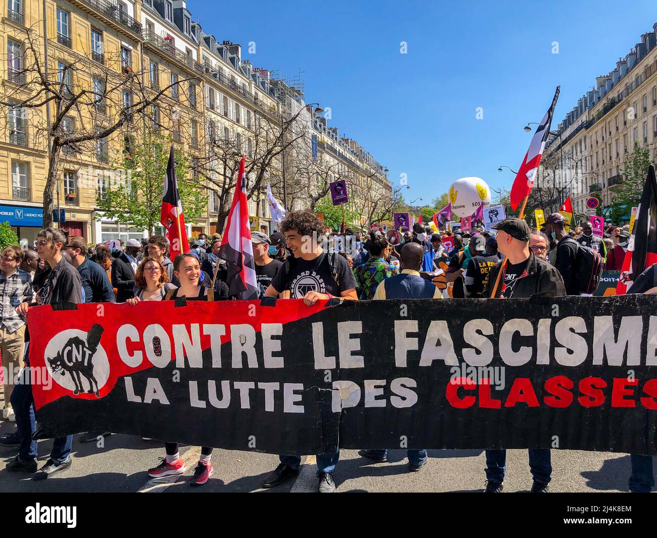 Paris, France, Crowd People Demonstrating at Anti-Extreme Right, Anti-Racism Demonstration Stock Photo