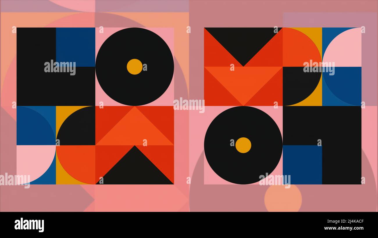 Abstract contrasting colorful geometric shapes in motion, seamless loop ...