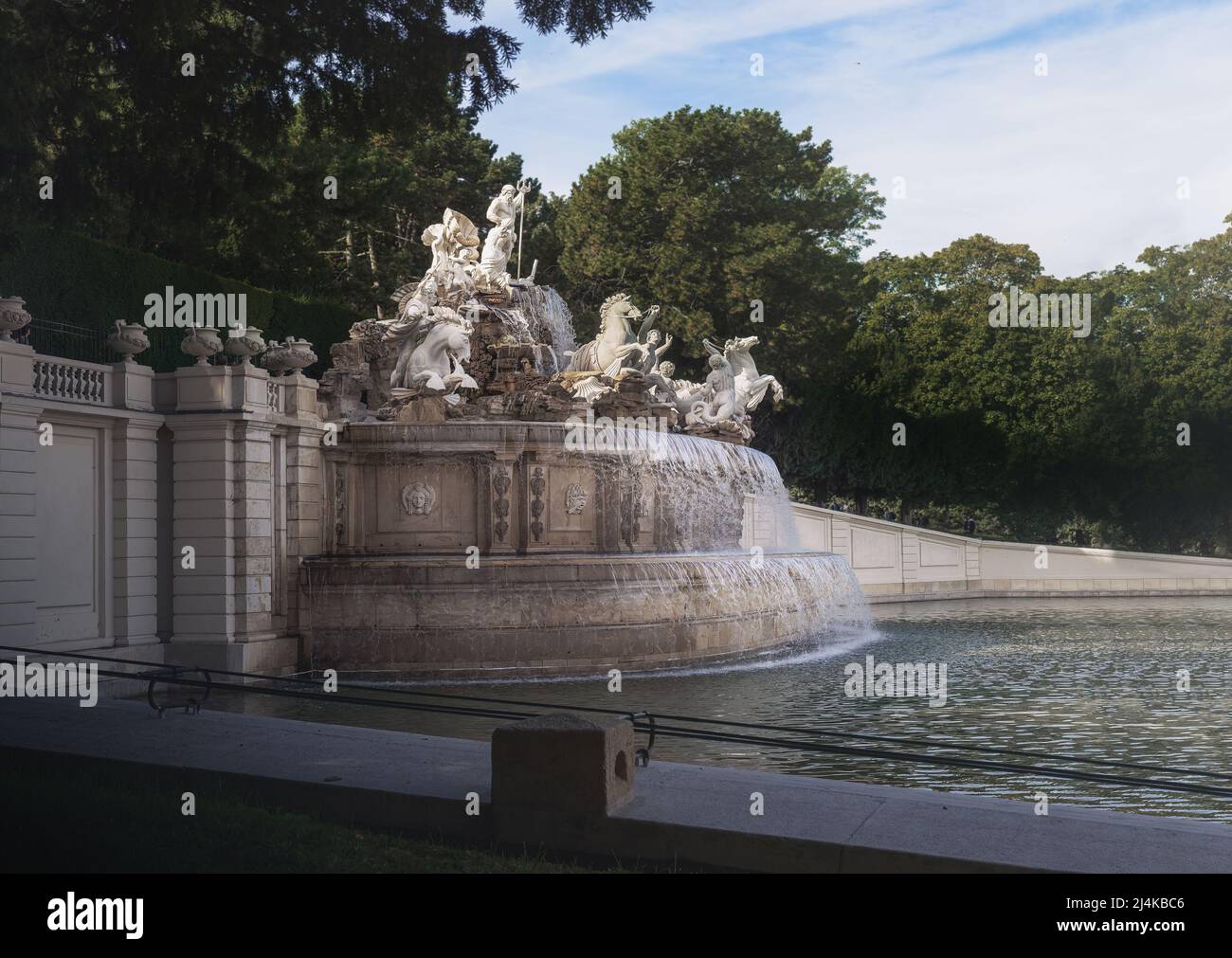Neptune Fountain at Schonbrunn Palace Gardens - by Johann Ferdinand Hetzendorf von Hohenberg and Wilhelm Beyer - Vienna, Austria Stock Photo