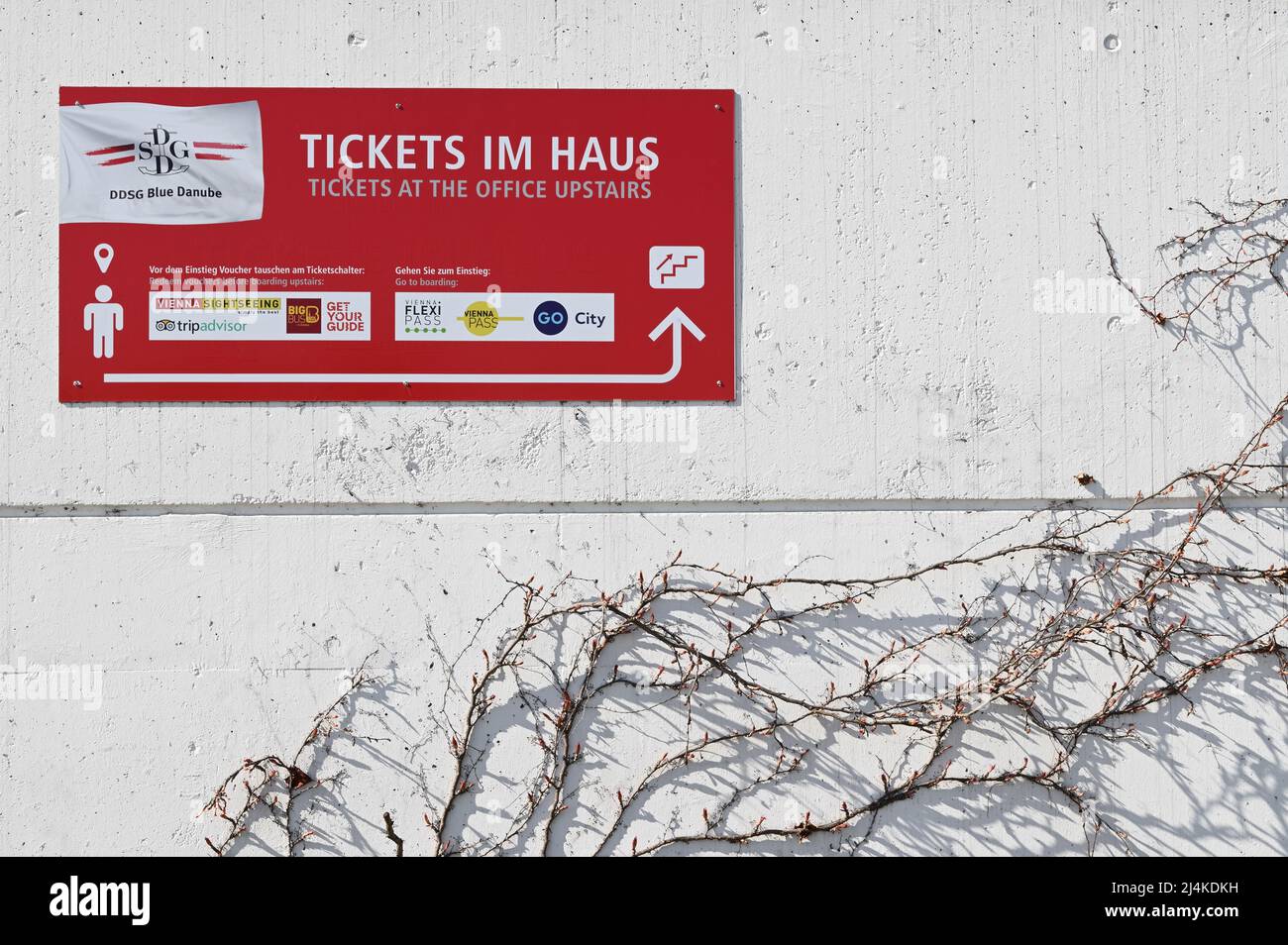 Vienna, Austria. Ticket sale for the Danube shipping in the house Stock Photo