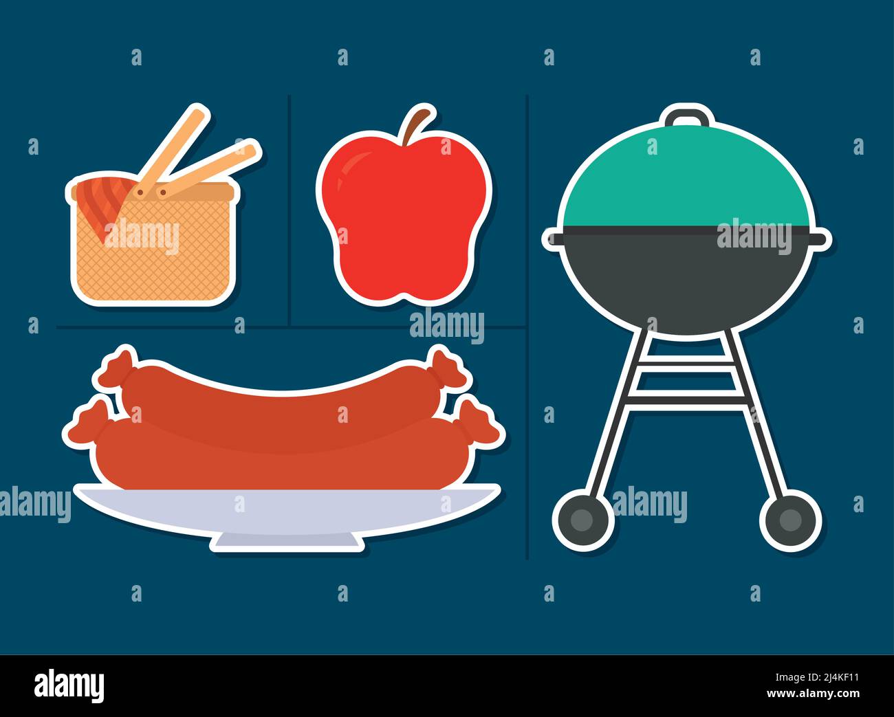 Picnic table bbq grill Stock Vector Images - Alamy