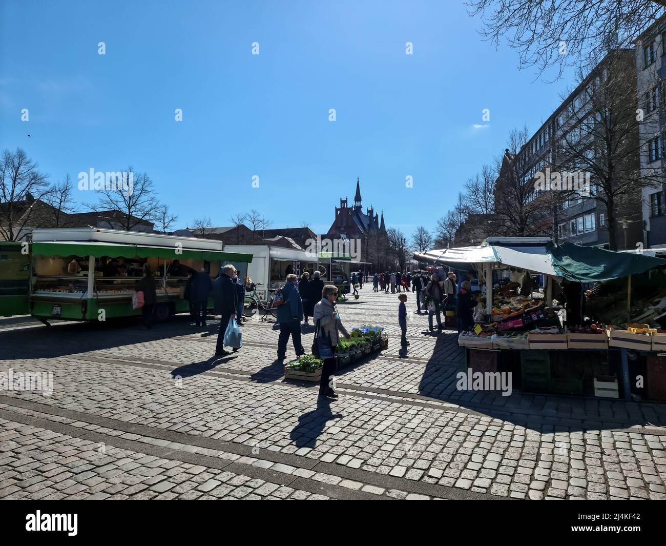 Neumuenster, Germany - 16. April 2022: View over the market place of  Neumuenster on a sunny day Stock Photo - Alamy