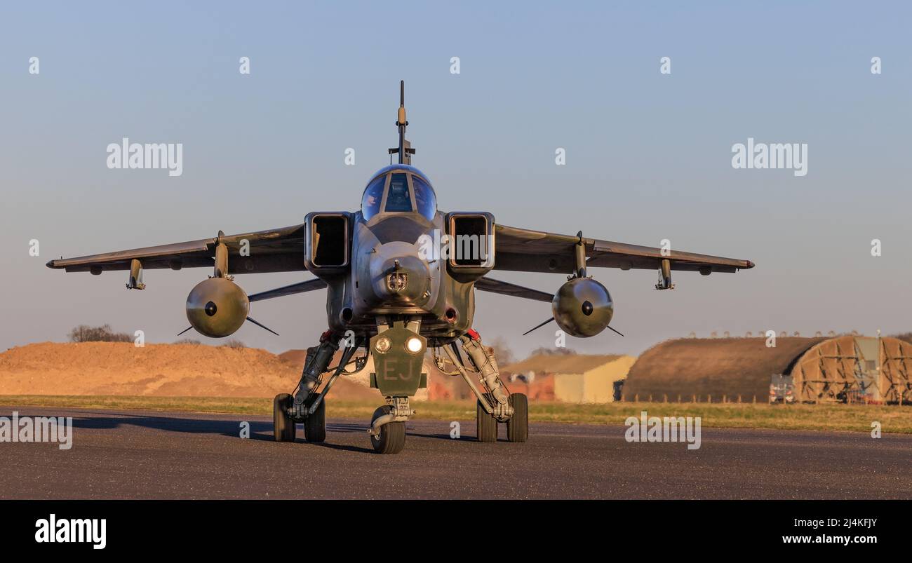 Ex RAF Jaguar GR.1A XX741 on the runway at RAF Bentwaters in Suffolk, United Kingdom Stock Photo