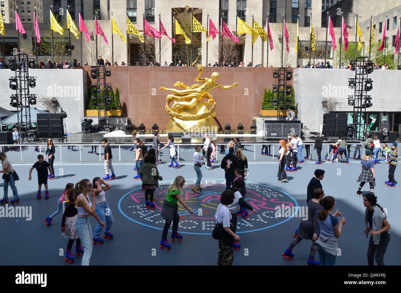 A discoinspired roller rink opens at Rockefeller Center in New York