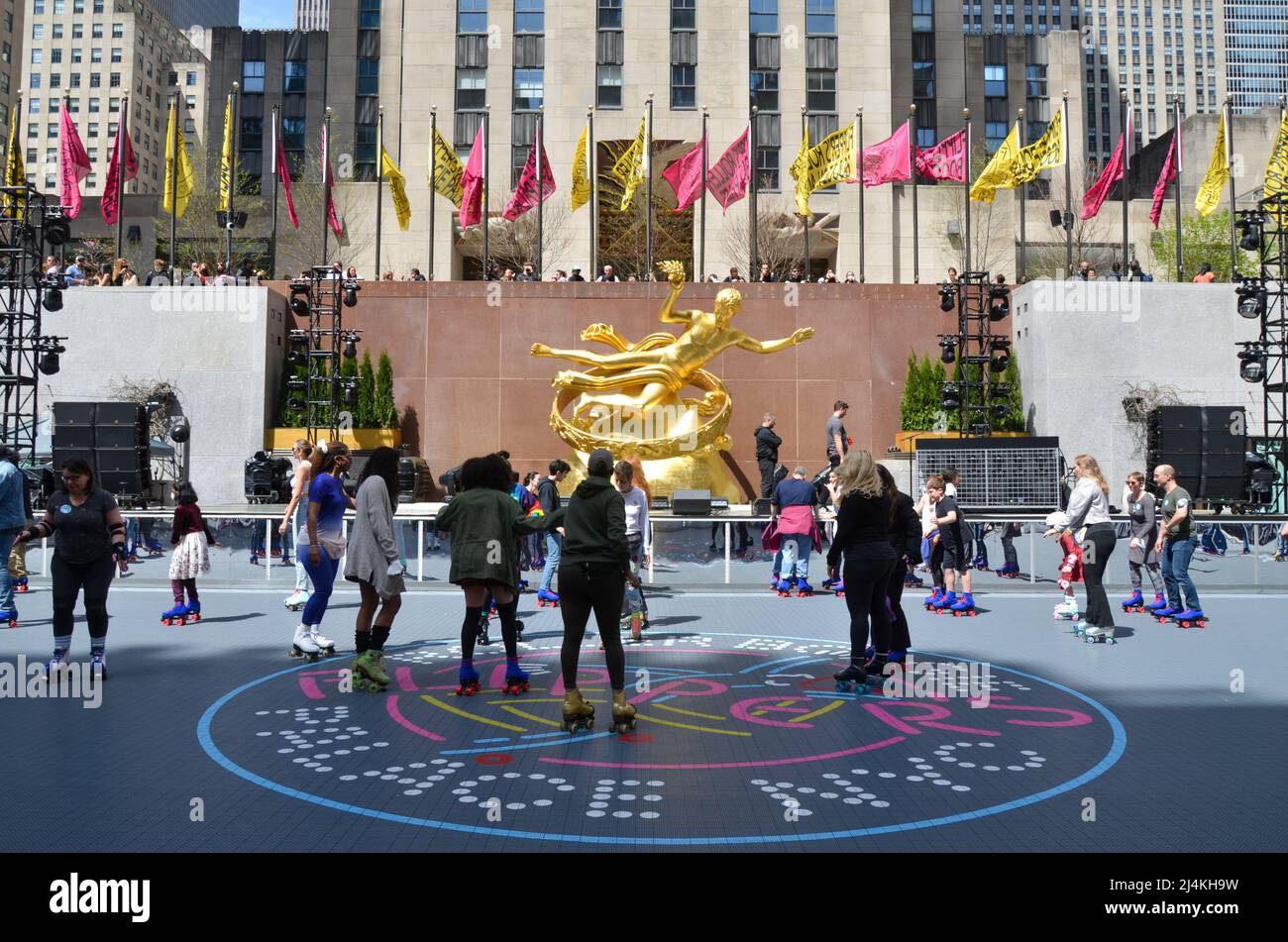 A discoinspired roller rink opens at Rockefeller Center in New York