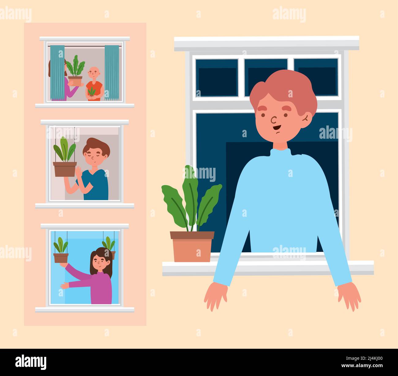 set, people looking through the windows Stock Vector Image & Art - Alamy