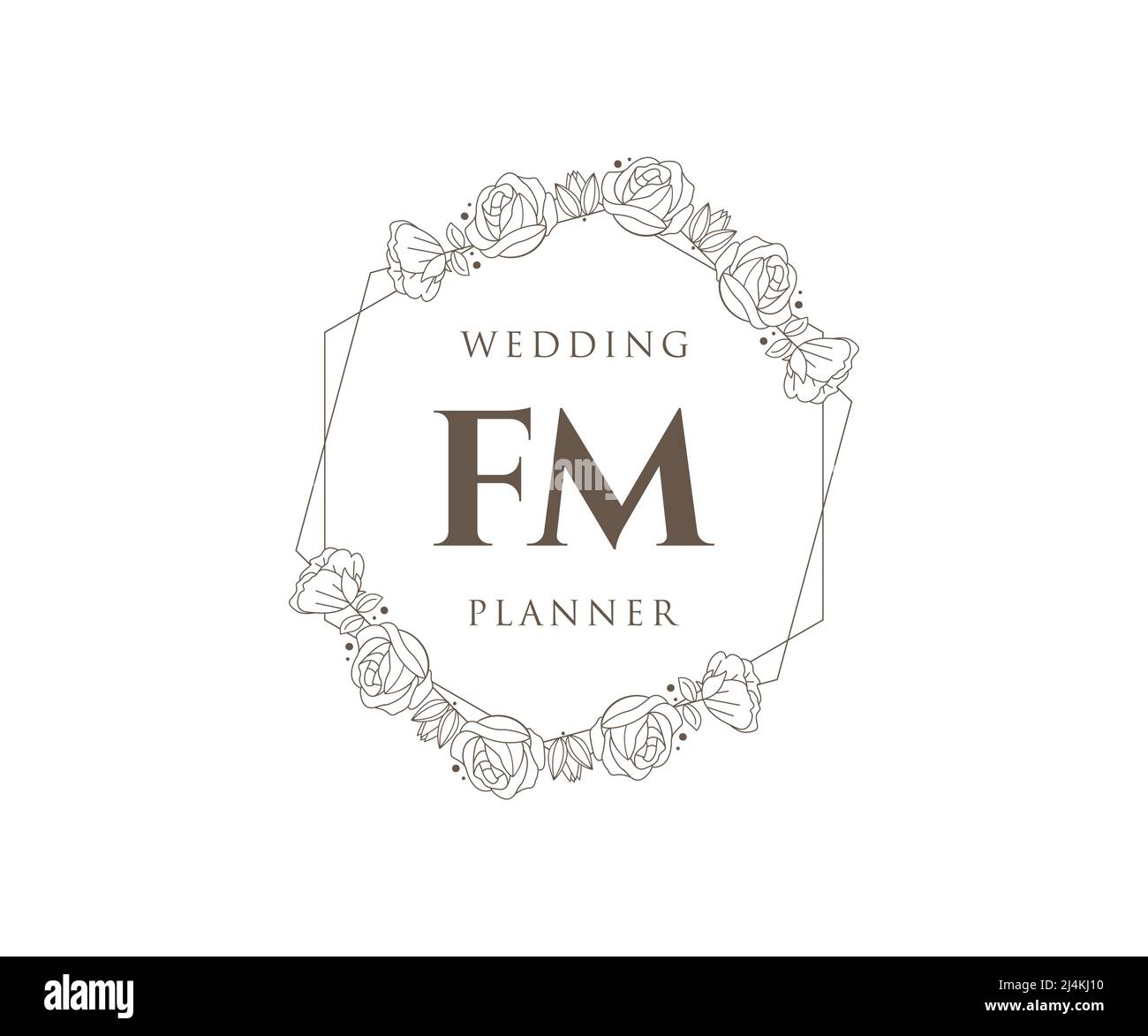 FM Initials letter Wedding monogram logos collection, hand drawn modern minimalistic and floral templates for Invitation cards, Save the Date, elegant Stock Vector