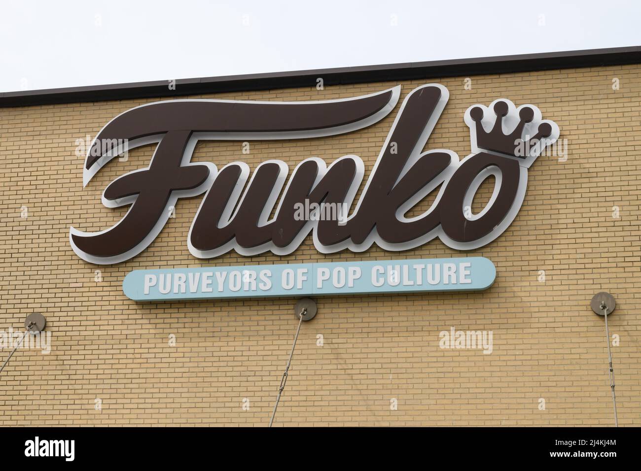 Everett, WA, USA - April 12, 2022; Sign for Funko, Purveyors of Pop Culture and logo Stock Photo