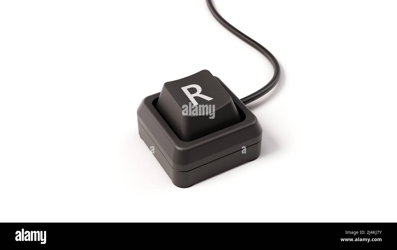 Computer Letter R letter R button of single key computer keyboard. 3D illustration ...