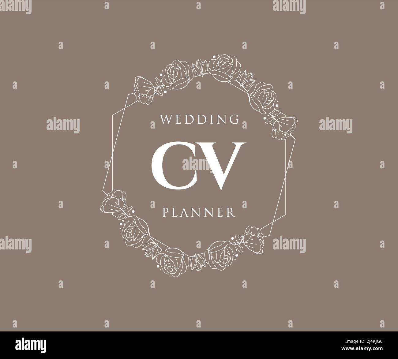 CV Initials letter Wedding monogram logos collection, hand drawn modern minimalistic and floral
