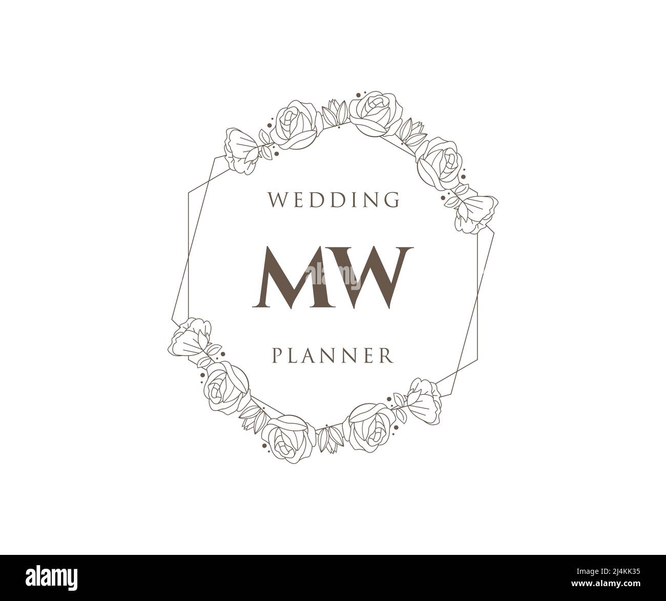 MW Initials letter Wedding monogram logos collection, hand drawn modern ...
