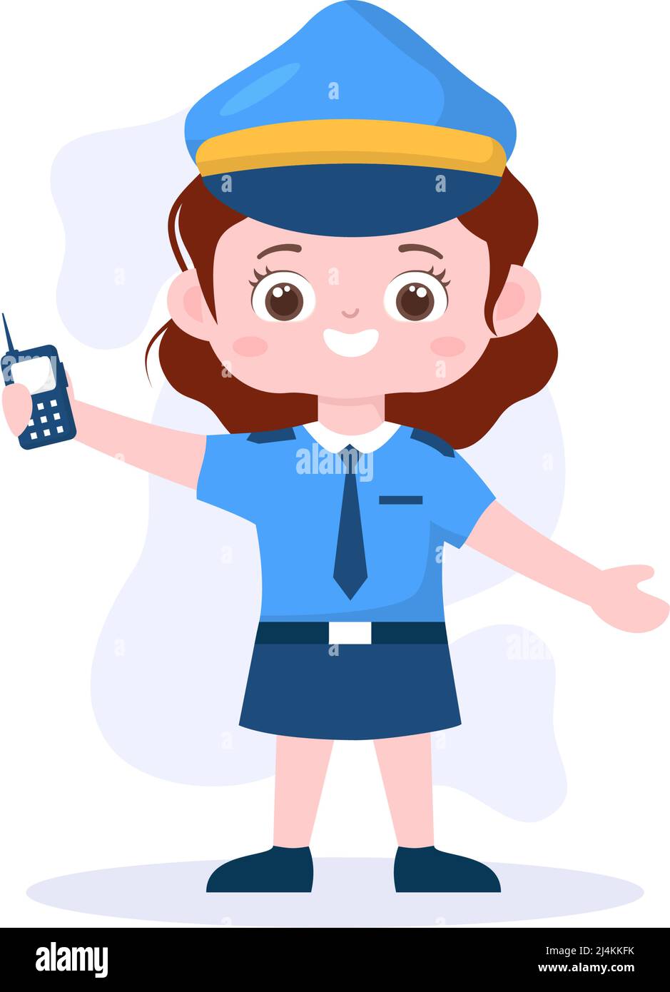 Cute Children Police Officer Character Vector Illustration Using Uniform  with Set Equipment in Flat Cartoon Style Stock Vector Image & Art - Alamy