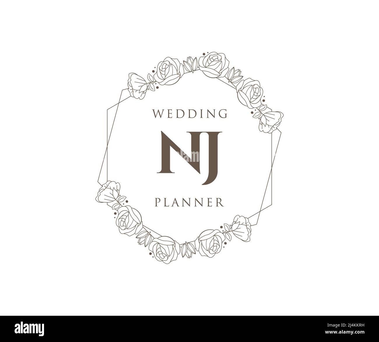 NJ Initials letter Wedding monogram logos collection, hand drawn modern ...