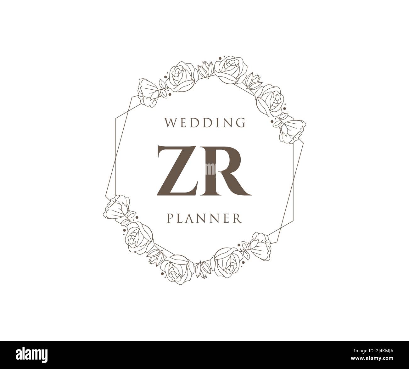 ZR Initials letter Wedding monogram logos collection, hand drawn modern ...
