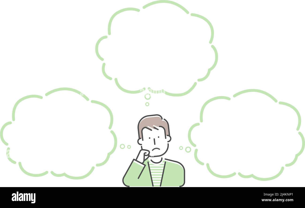 Vector Thinking Vector illustration of a thinking man with speech bubbles Stock Vector ...