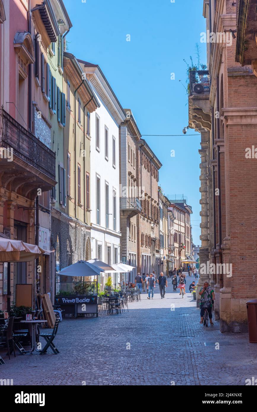 Rimini, Italy, September 2, 2021: Narrow street in the center of ...