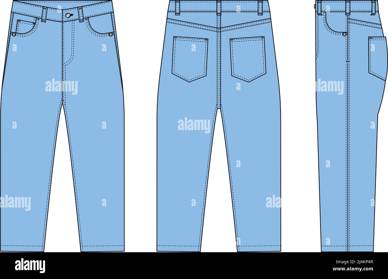 Loose jeans pants vector template illustration | blue Stock Vector Image &  Art - Alamy