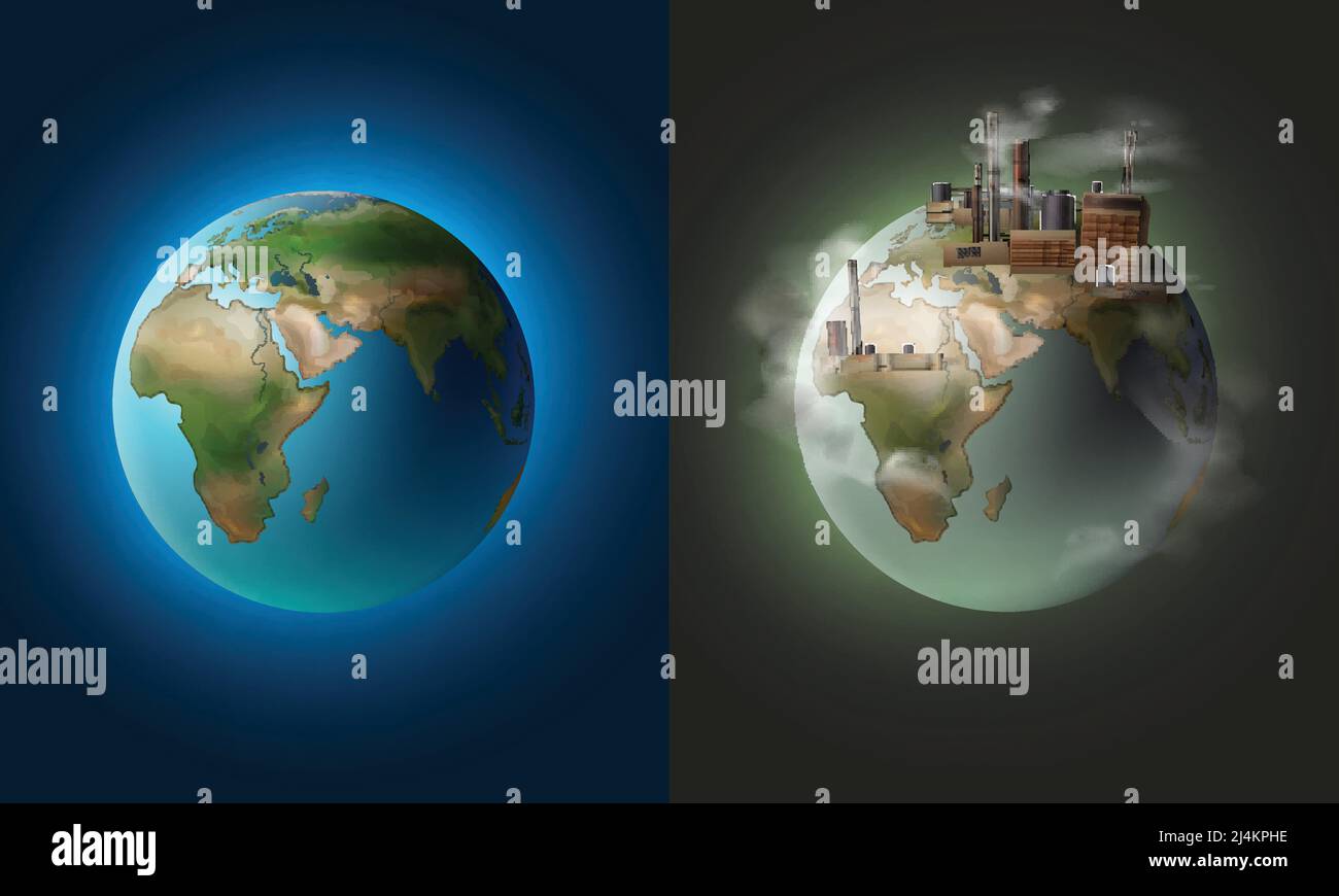 Vector illustration concept ecological clean planet against pollution environmental Stock Vector