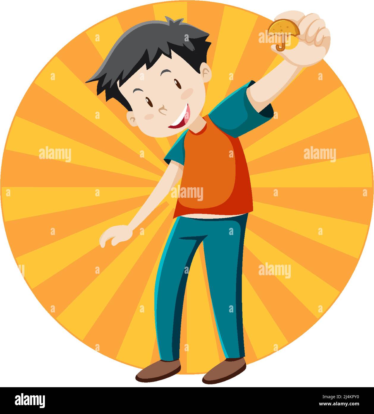Active boy simple cartoon character illustration Stock Vector Image ...