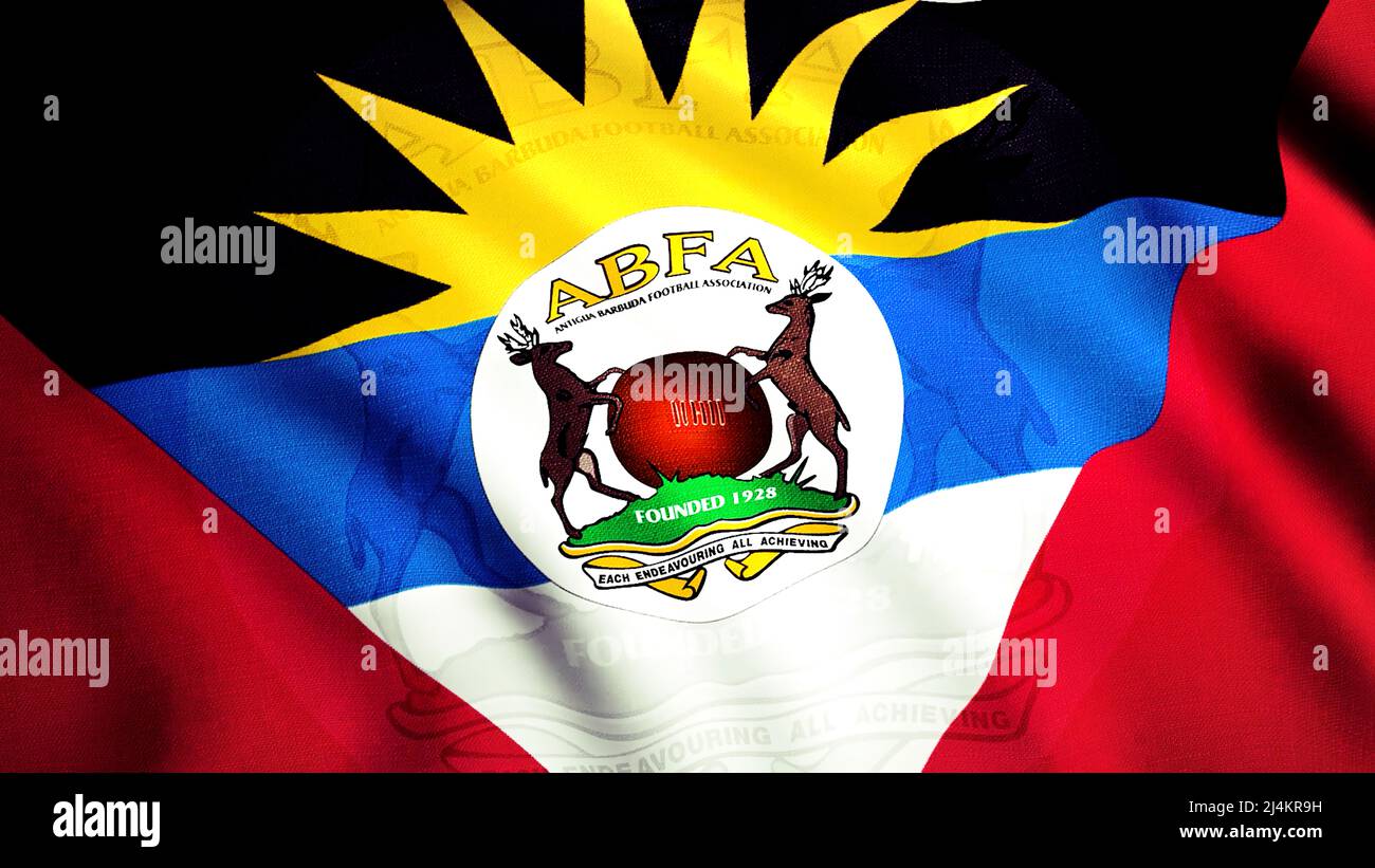 Antigua and Barbuda Football Association waving flag, seamless loop