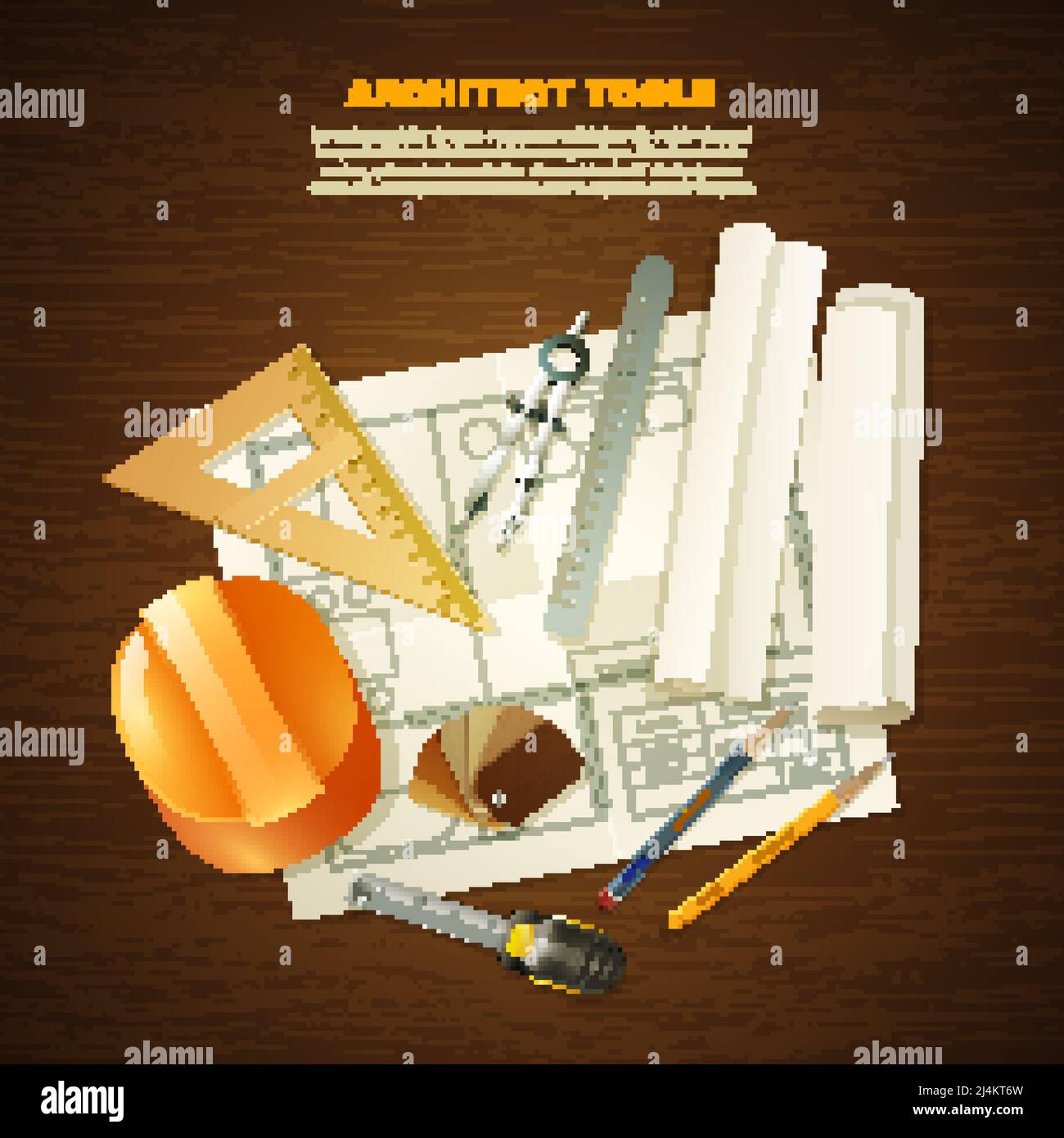 Construction background with architect tools for drawing projects on