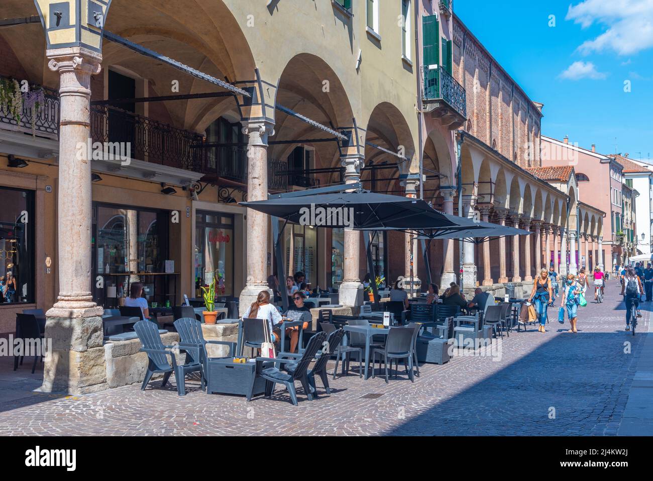 Padua, Italy, August 30, 2021 Arcade in the center of Italian town