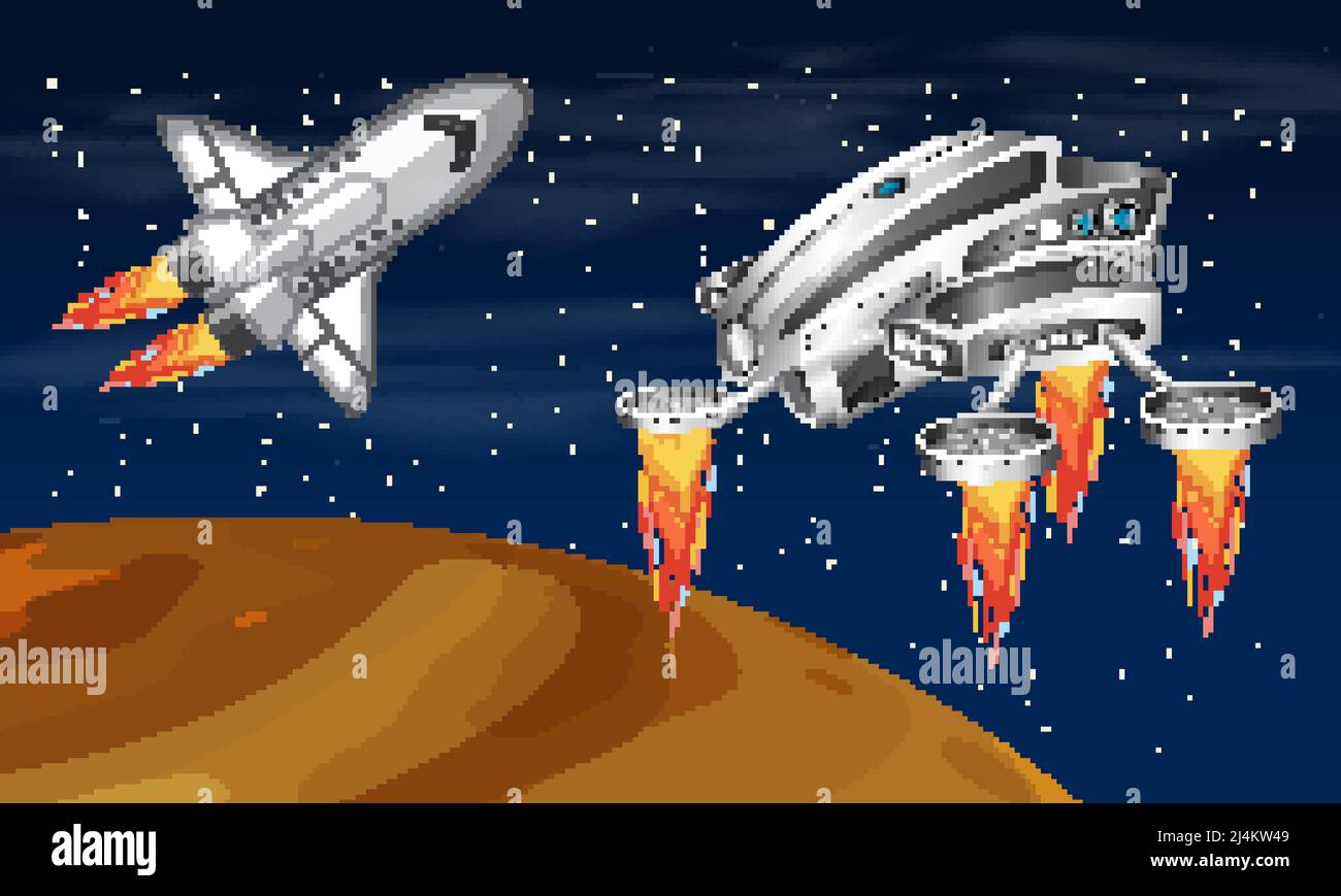 A spaceship in the space scene illustration Stock Vector Image & Art ...
