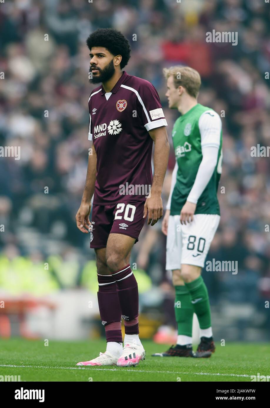 Glasgow, Scotland, 16th April 2022.  Ellis Simms of Hearts during the Scottish Cup match at Hampden Park, Glasgow. Picture credit should read: Neil Hanna / Sportimage Credit: Sportimage/Alamy Live News Stock Photo