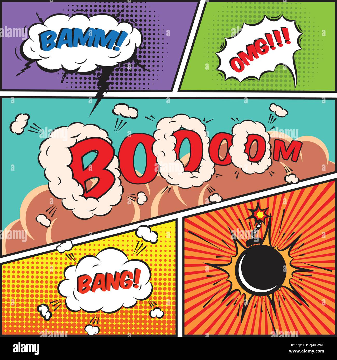 Comic speech bubbles and comic strip background vector illustration ...