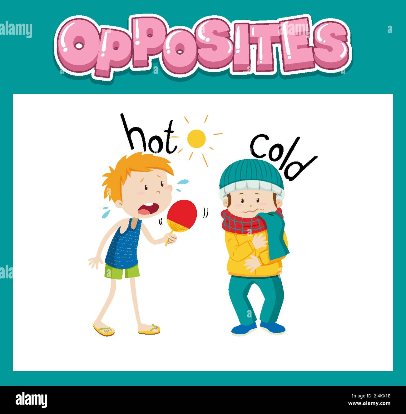 Opposite English words with hot and cold illustration Stock Vector Image & Art Alamy