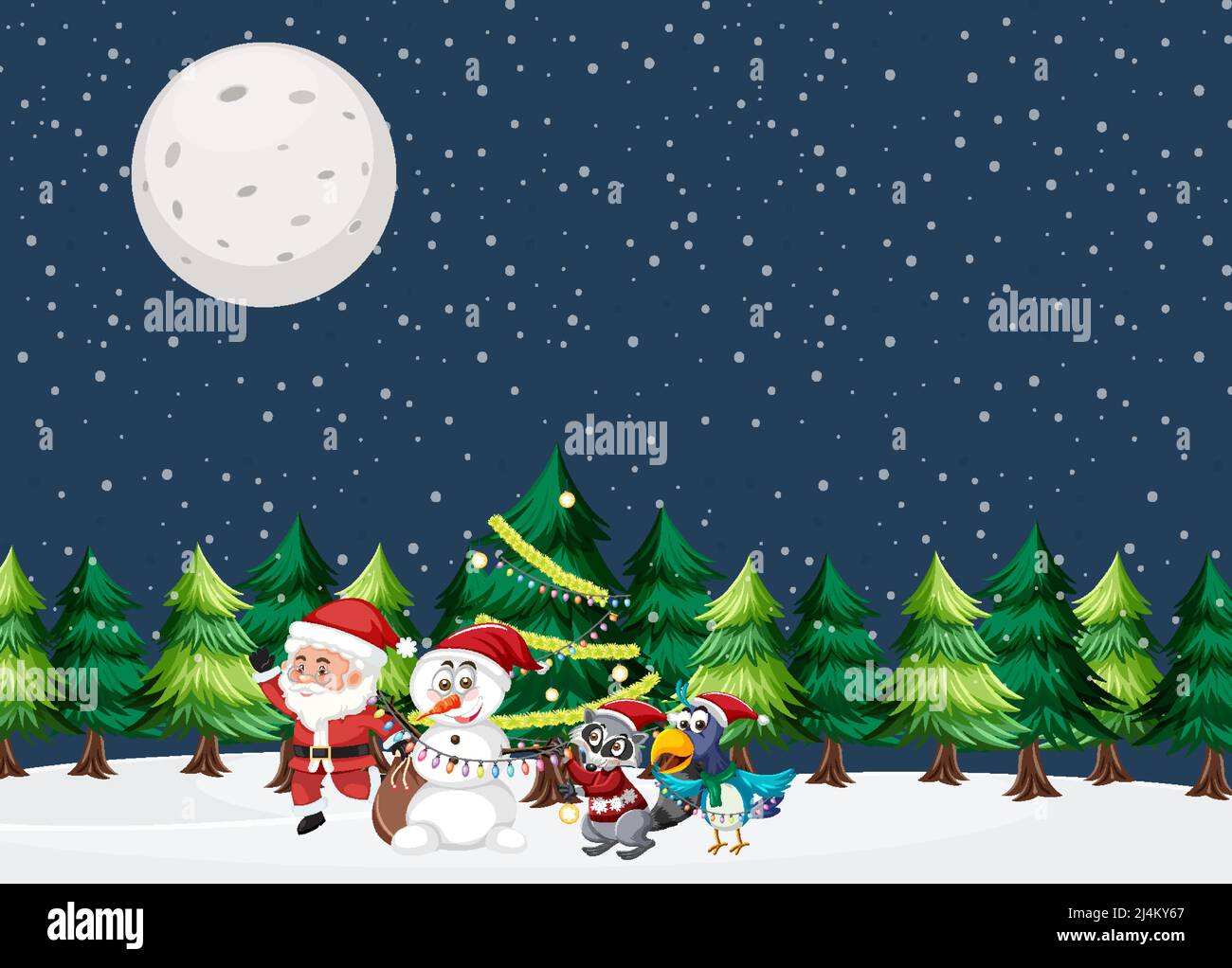 Christmas theme with Santa and snowman illustration Stock Vector Image ...