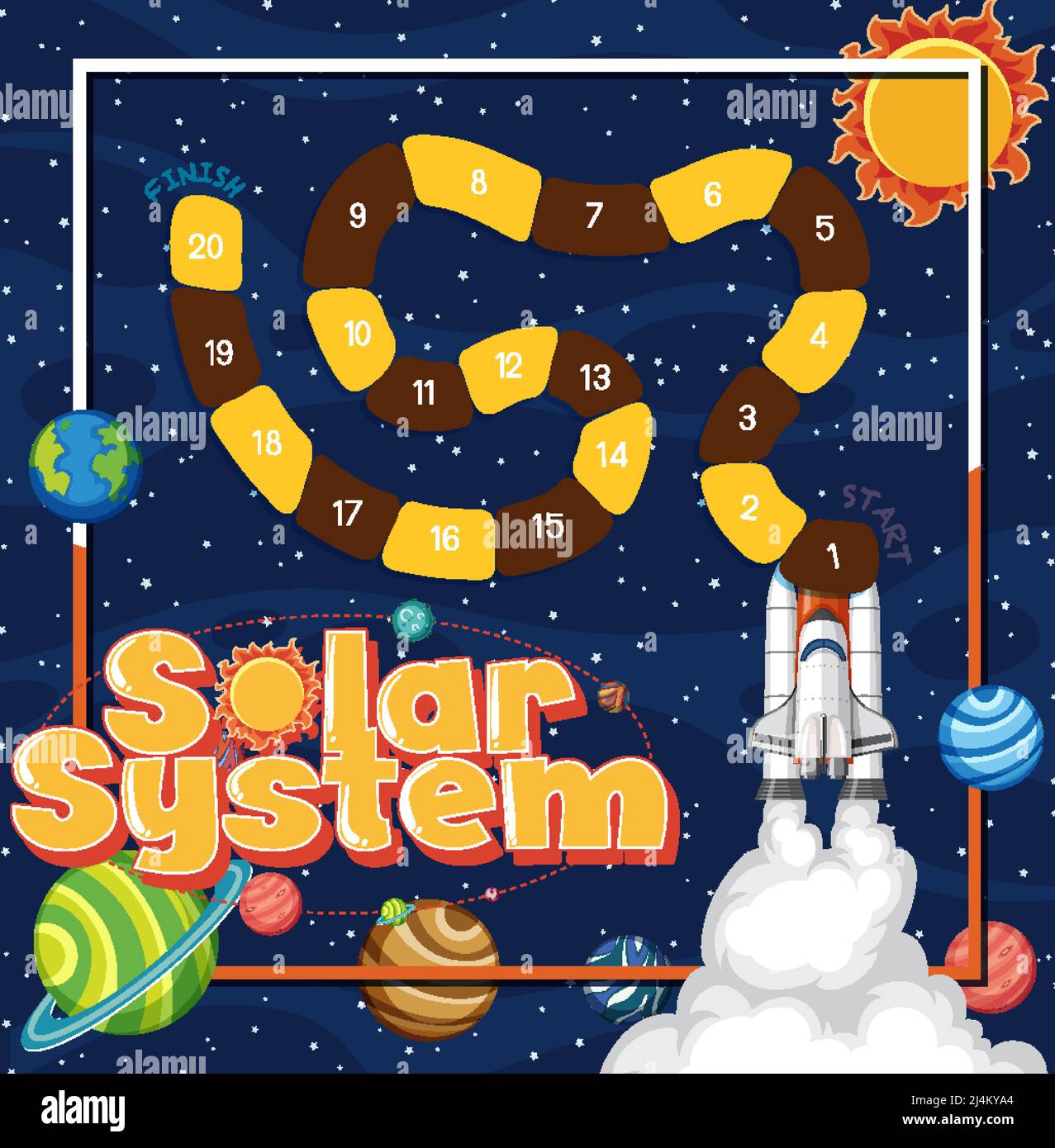 Game template with space theme background illustration Stock Vector