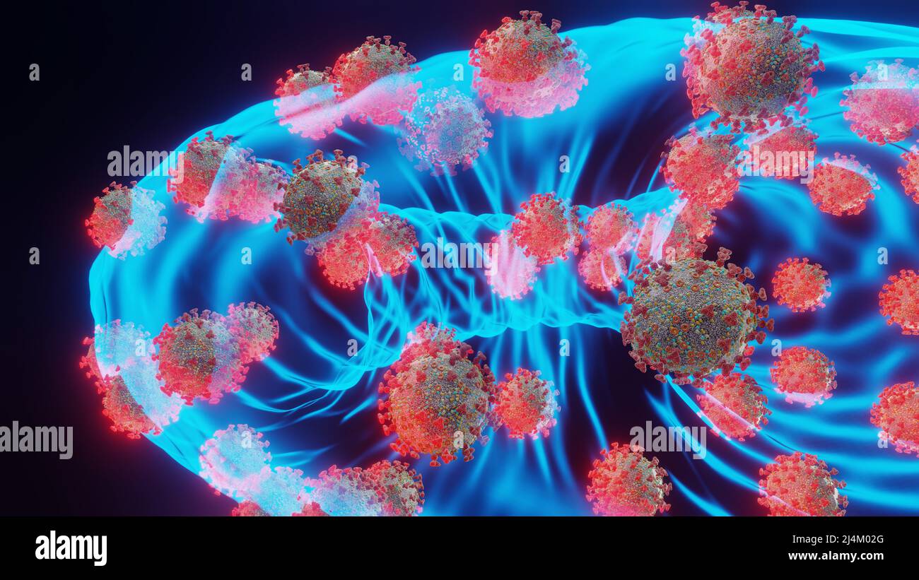Mutated Omicron SARSCoV2 viruses. Electron microscope transparent