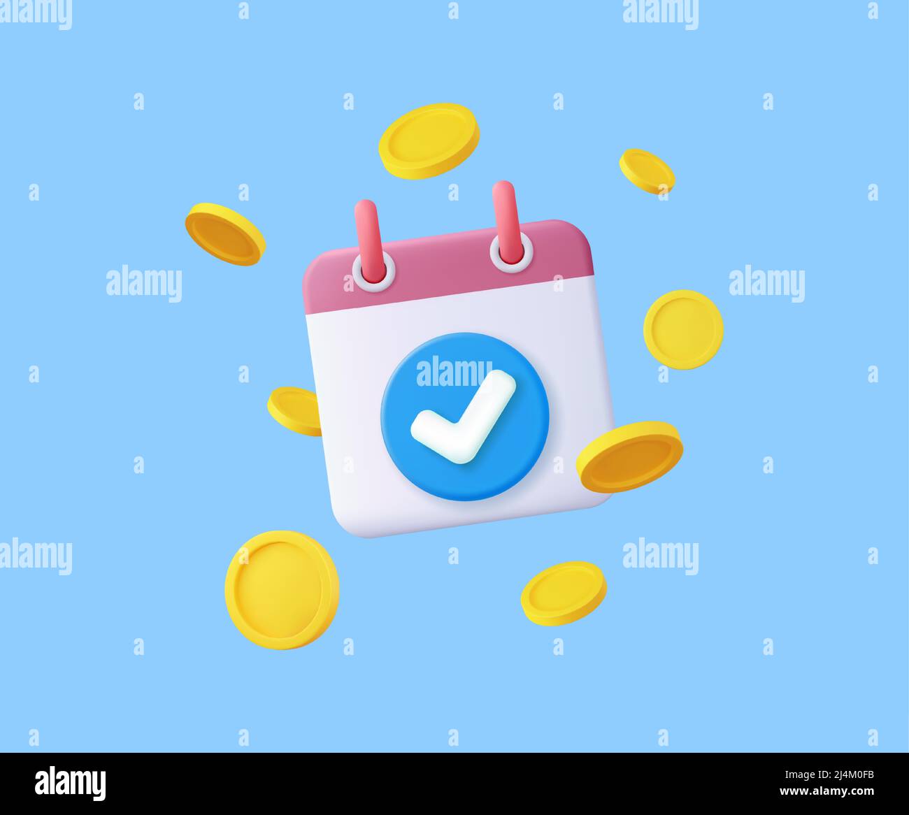 3d calendar with check mark icon. Stock Vector